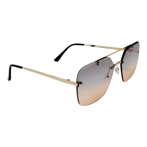 Light Blue/Light Red Two Tone Square Rimless Sunglasses