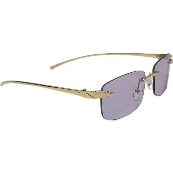 6124 | Rimless Rectangle Lens Sunglasses with Color Lenses