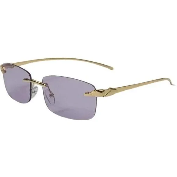 6124 | Rimless Rectangle Lens Sunglasses with Color Lenses