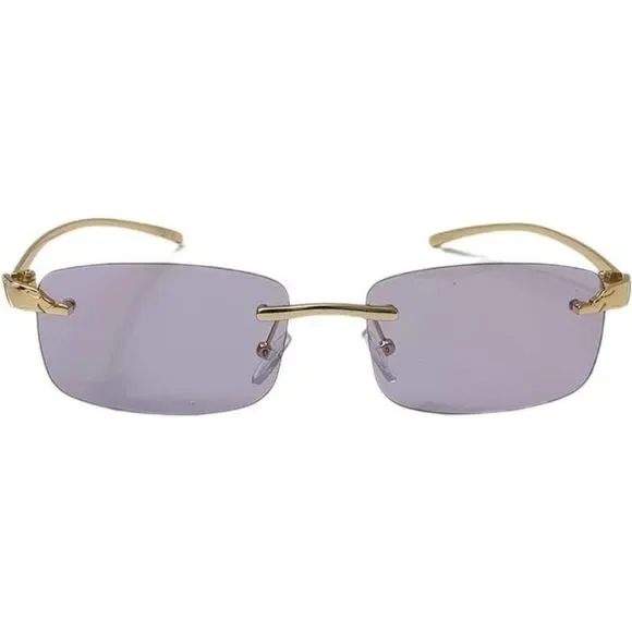 6124 | Rimless Rectangle Lens Sunglasses with Color Lenses