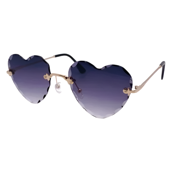 Black Rimless Heart Sunglasses