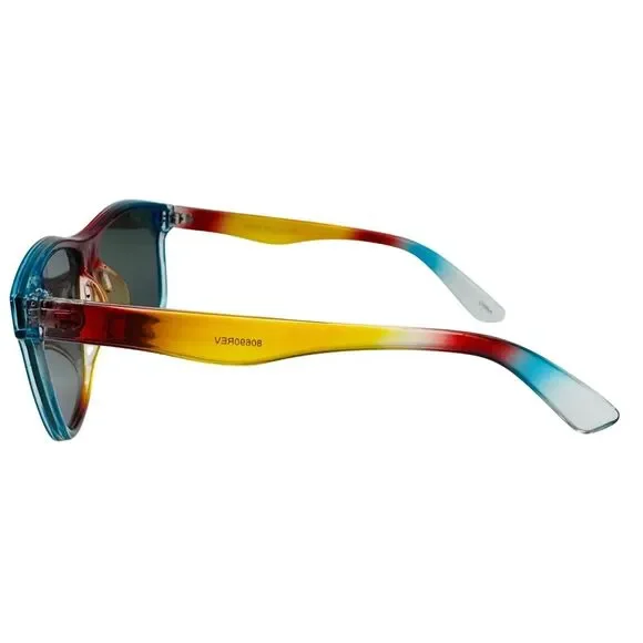 Multicolored sunglasses with a gradient effect on a white background