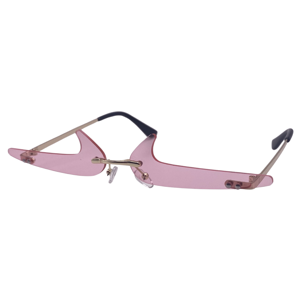 (C) 6170 | Backward Checkmark Novelty Rimless Sunglasses
