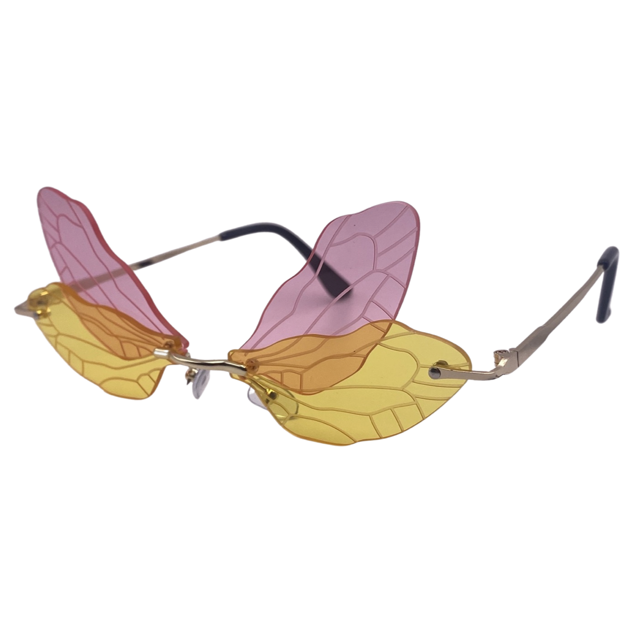 Pink/Yellow Dragonfly Novelty Sunglasses