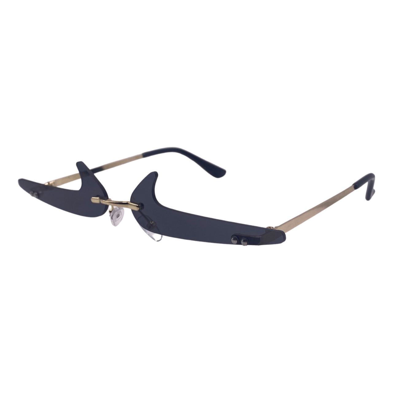 (C) 6170 | Backward Checkmark Novelty Rimless Sunglasses