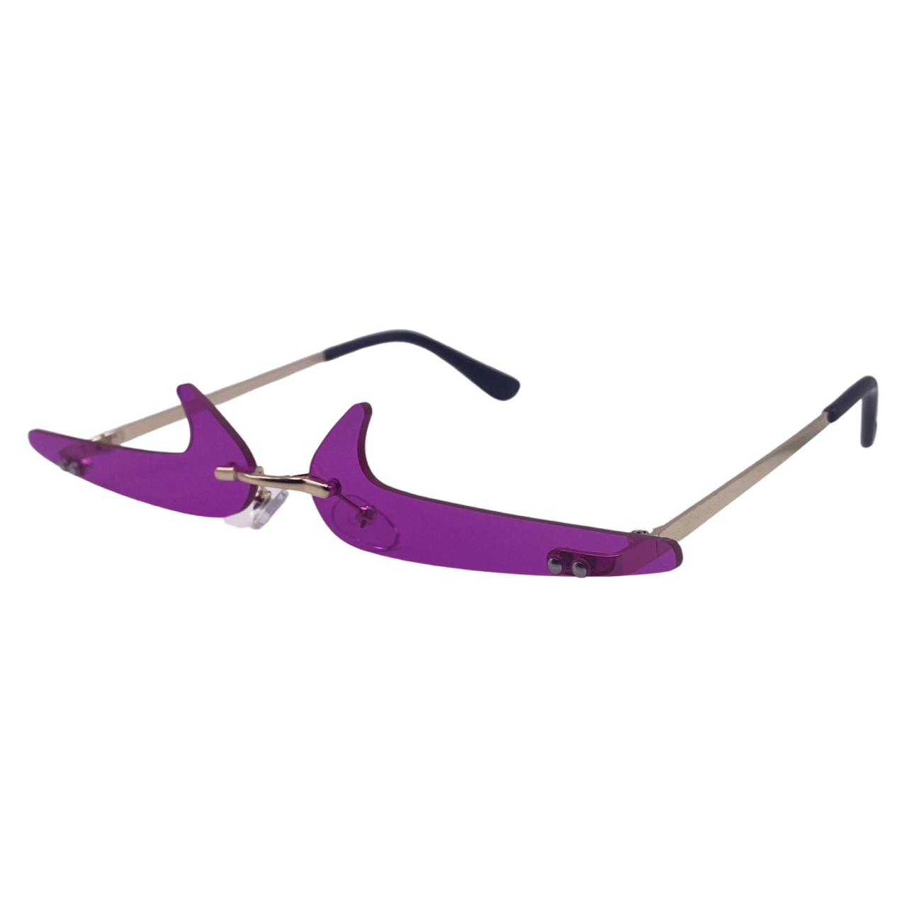 (C) 6170 | Backward Checkmark Novelty Rimless Sunglasses