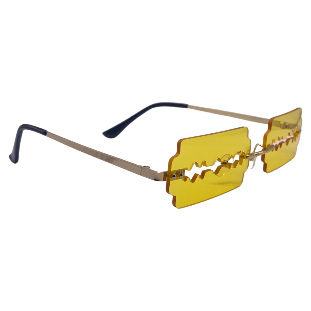 Yellow Rimless Lens Razor Novelty Sunglasses
