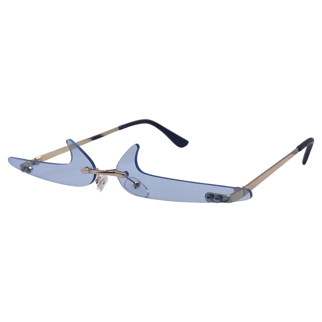 (C) 6170 | Backward Checkmark Novelty Rimless Sunglasses