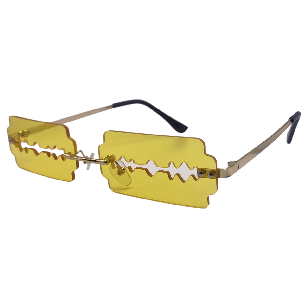 Yellow Rimless Lens Razor Novelty Sunglasses