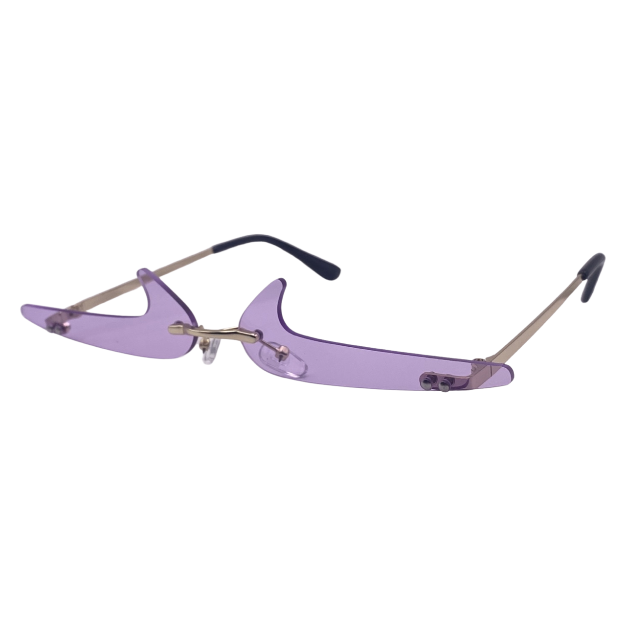 (C) 6170 | Backward Checkmark Novelty Rimless Sunglasses