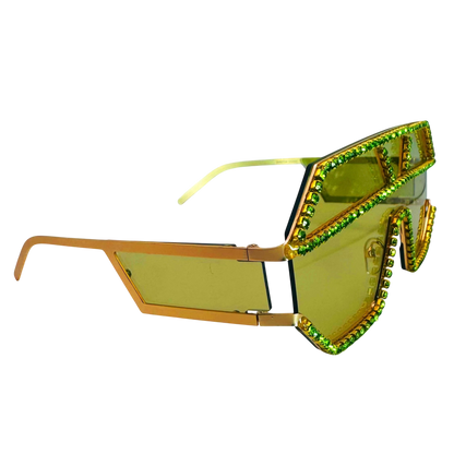 5000 | The Reign - Oversize Shield Sunglasses with Rhinestone Accents