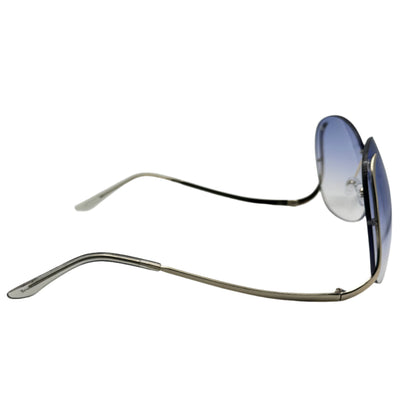 Blue RImless Butterfly Lens Sunglasses