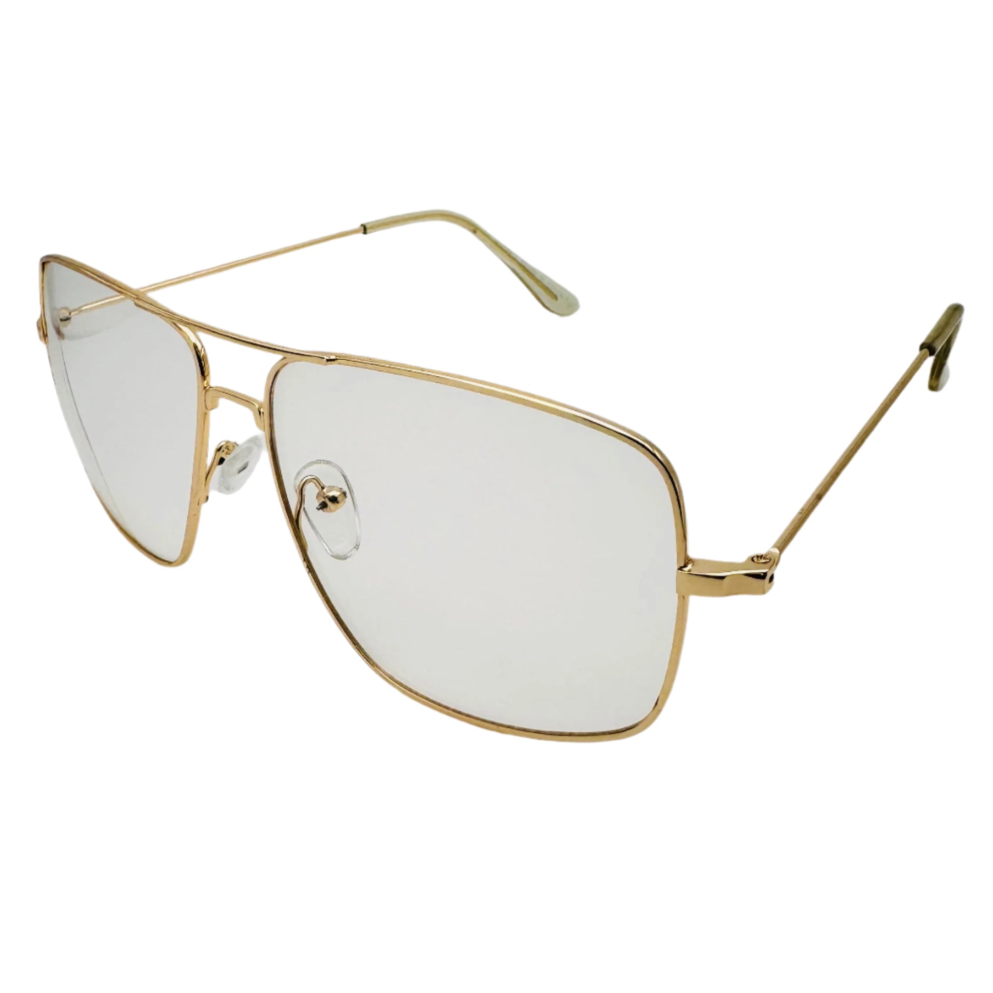 Gold Clear Lens Square Glasses - Non Prescription