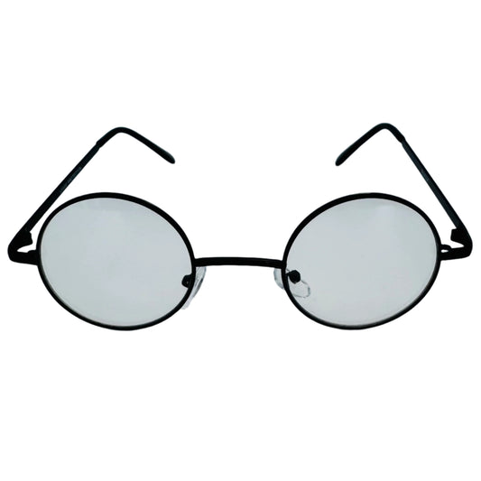 Black Clear Lens Non-Prescription Circle Glasses
