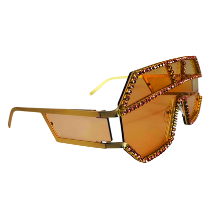 5000 | The Reign - Oversize Shield Sunglasses with Rhinestone Accents