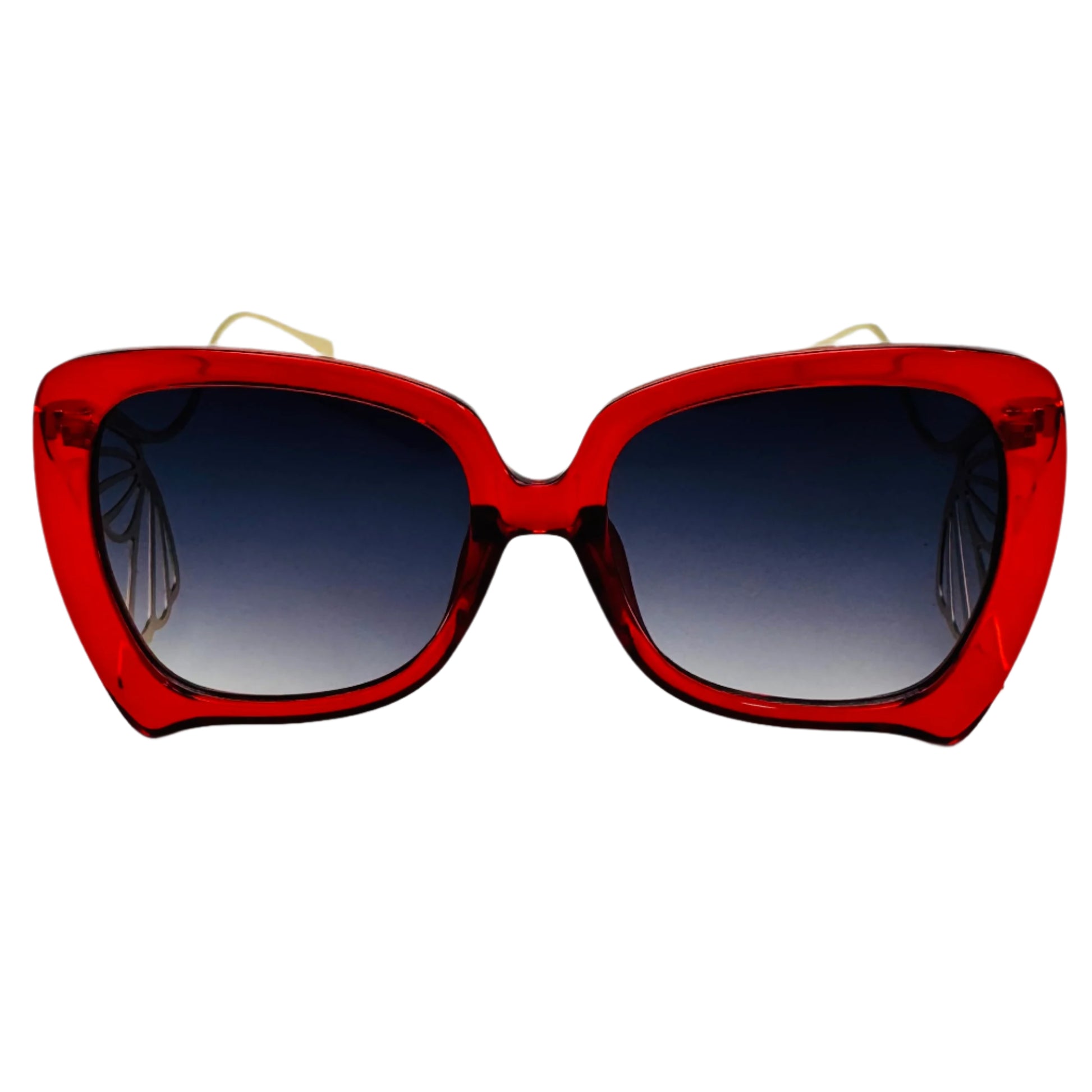 Red/Gold Ladies Sunglasses with Wing Accented Arms