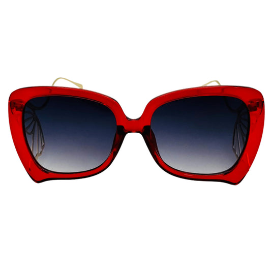 Red/Gold Ladies Sunglasses with Wing Accented Arms