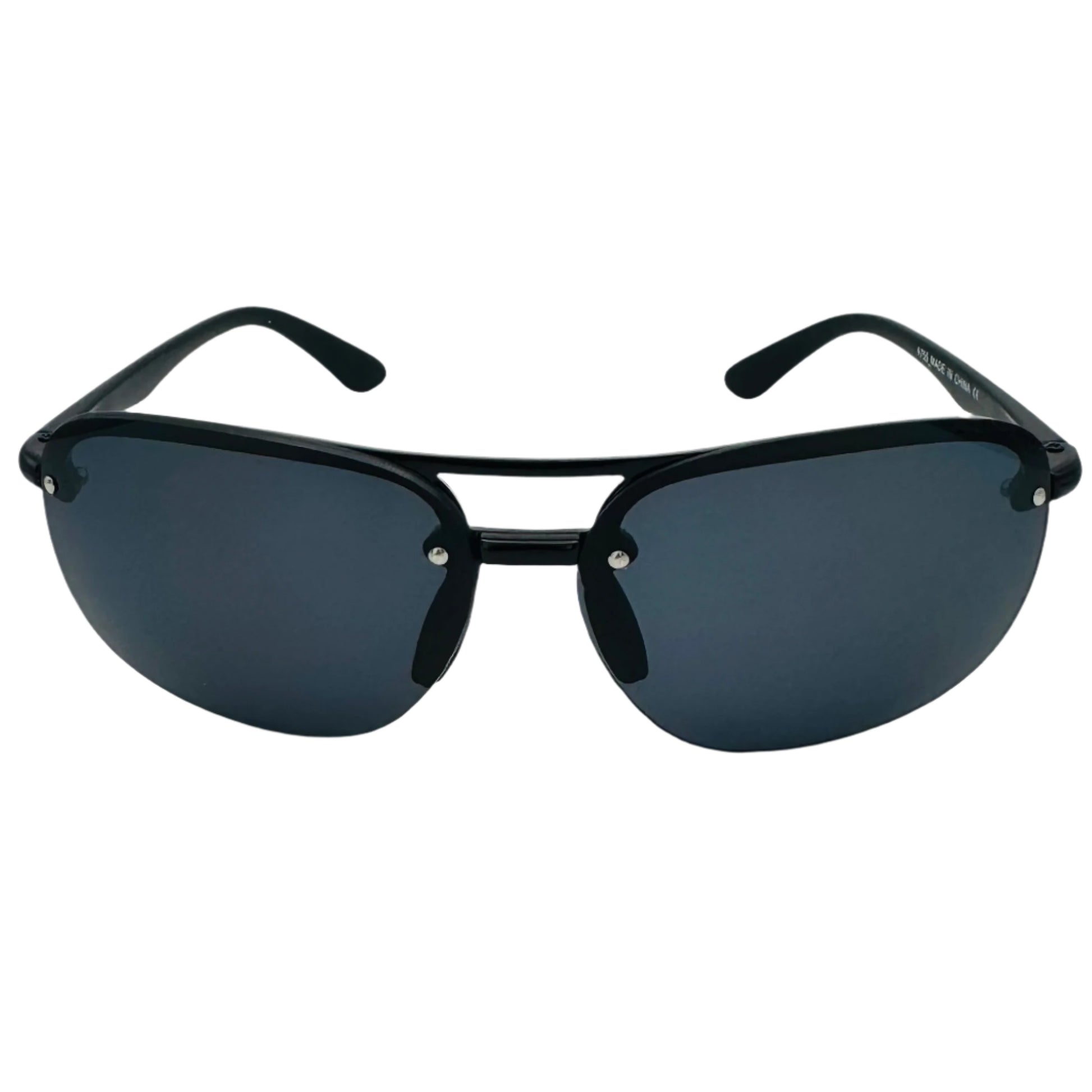 Black Lens Semi-Wrap Sport Sunglasses