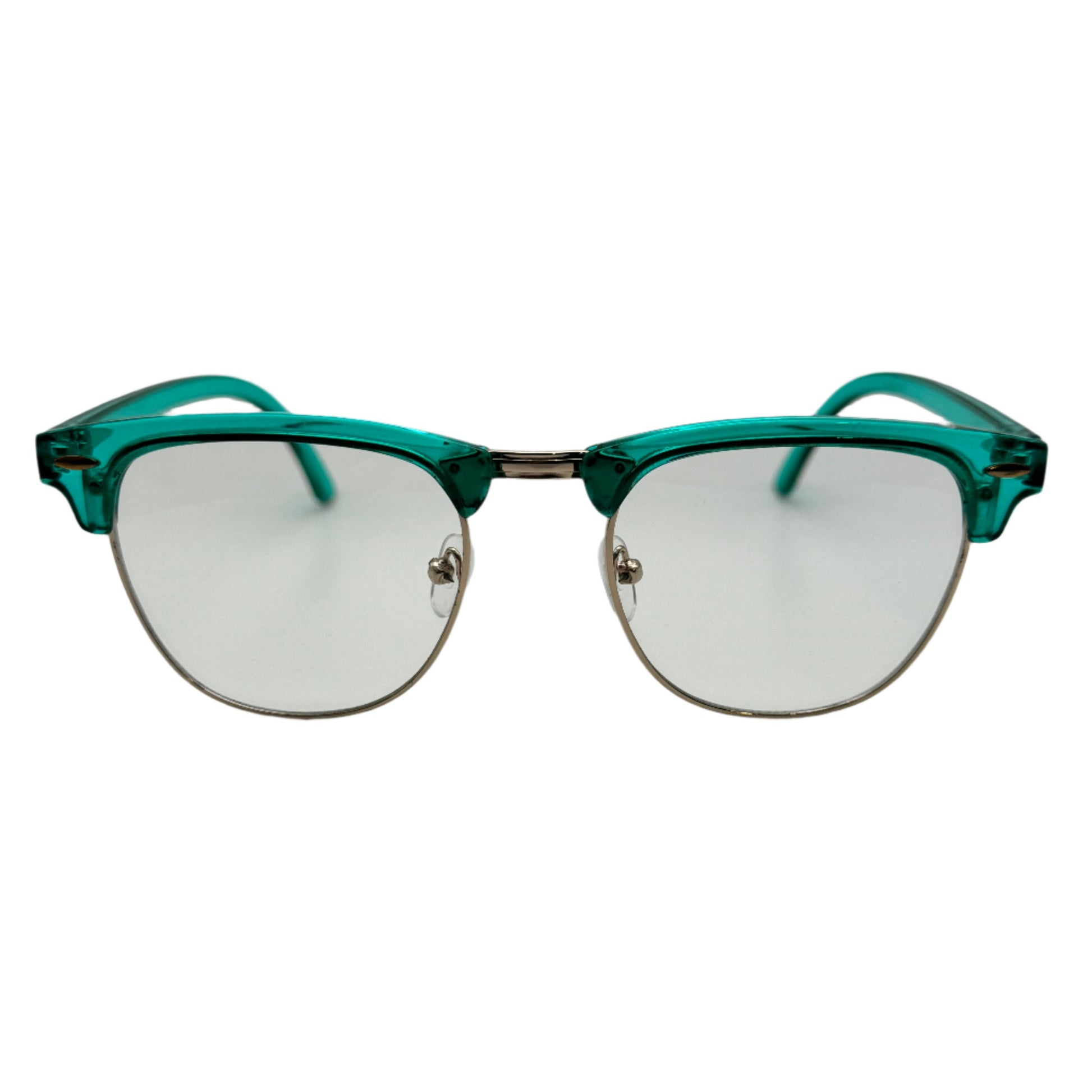 Green Browline Clear Lens Glasses