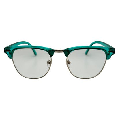 Green Browline Clear Lens Glasses