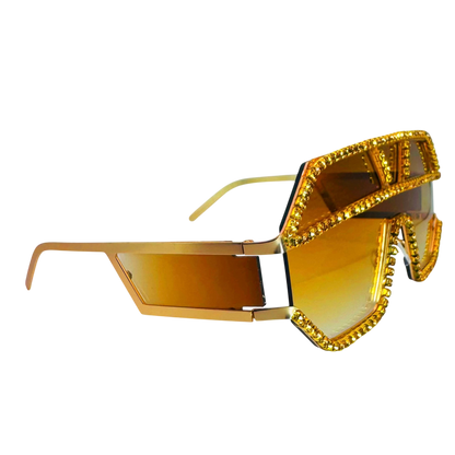 5000 | The Reign - Oversize Shield Sunglasses with Rhinestone Accents