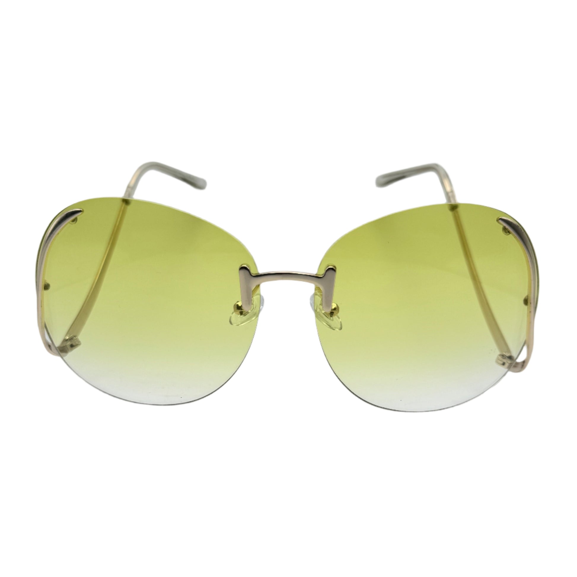 Yellow Rimless Butterfly Lens Sunglasses
