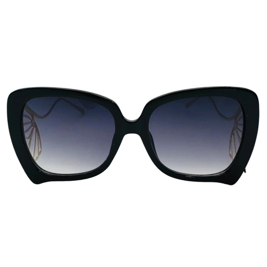 Black/Gold Ladies Sunglasses with Wing Accented Arms