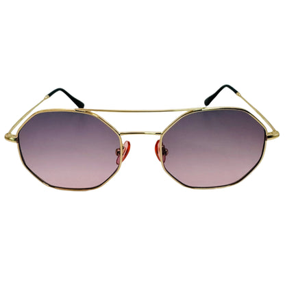 Black Two Tone Hexagon Sunglasses