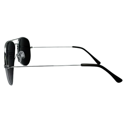 Black aviator sunglasses on a white background
