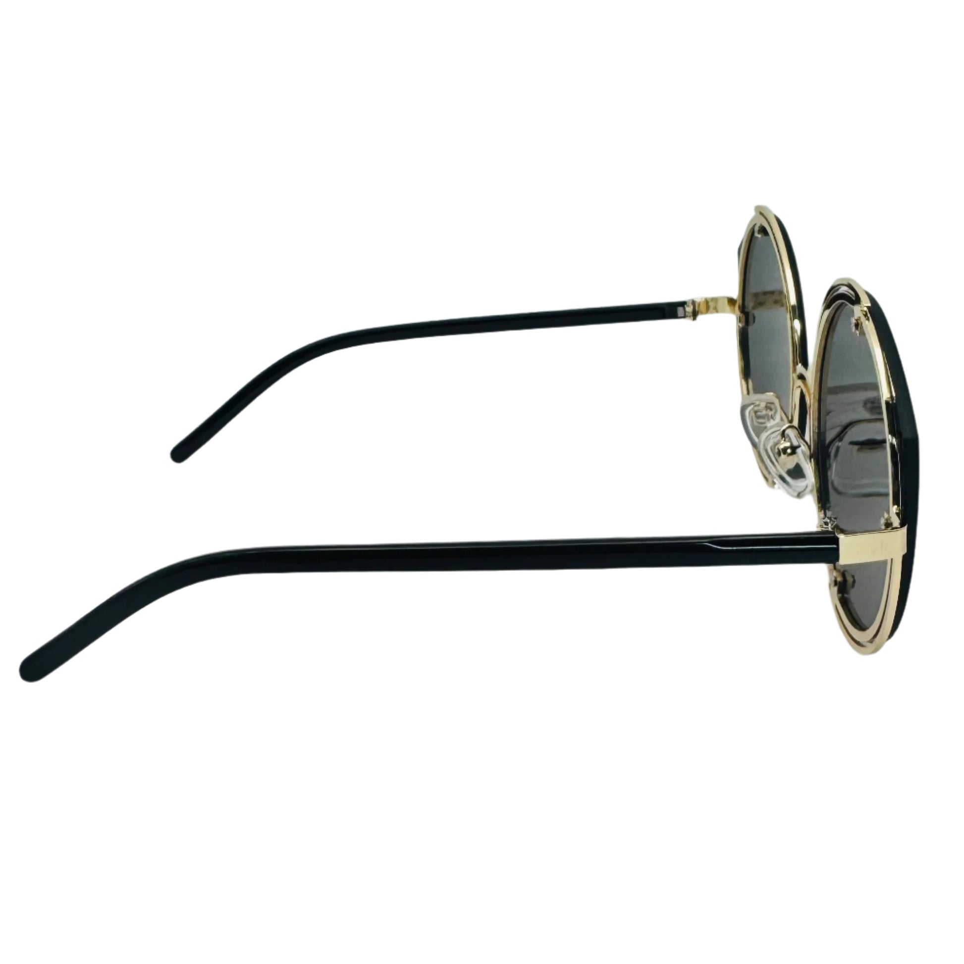 Gold Mirror Rimless Luxe Circle Sunglasses