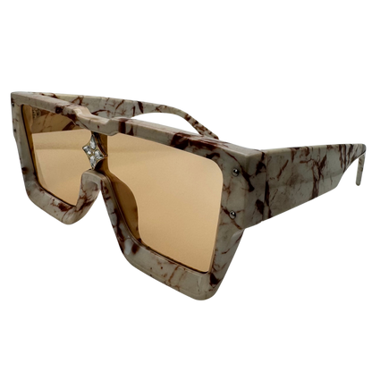 6156 | Square Single Piece Lens Sunglasses with Accents