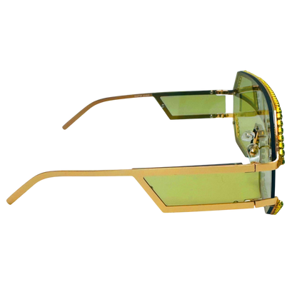 5000 | The Reign - Oversize Shield Sunglasses with Rhinestone Accents