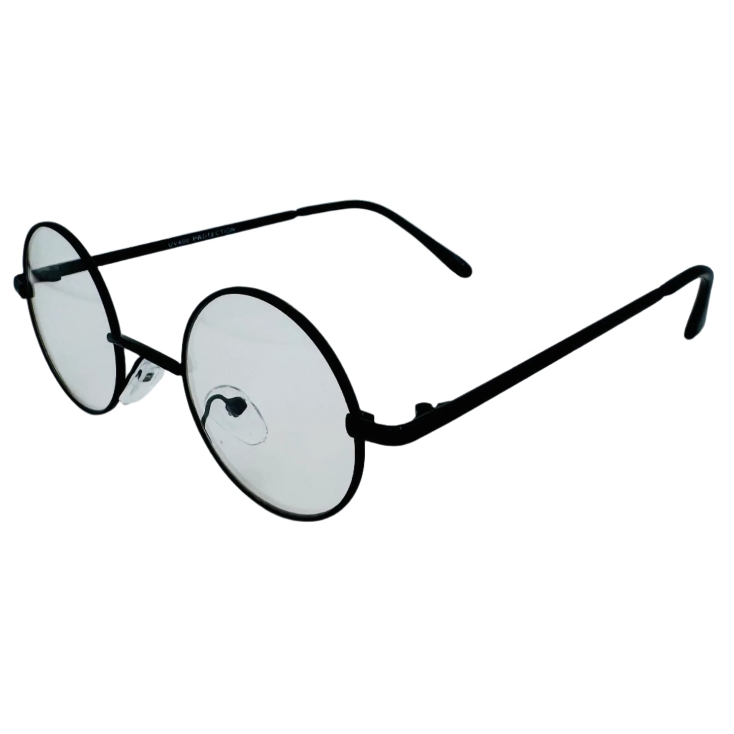 Black Clear Lens Non-Prescription Circle Glasses