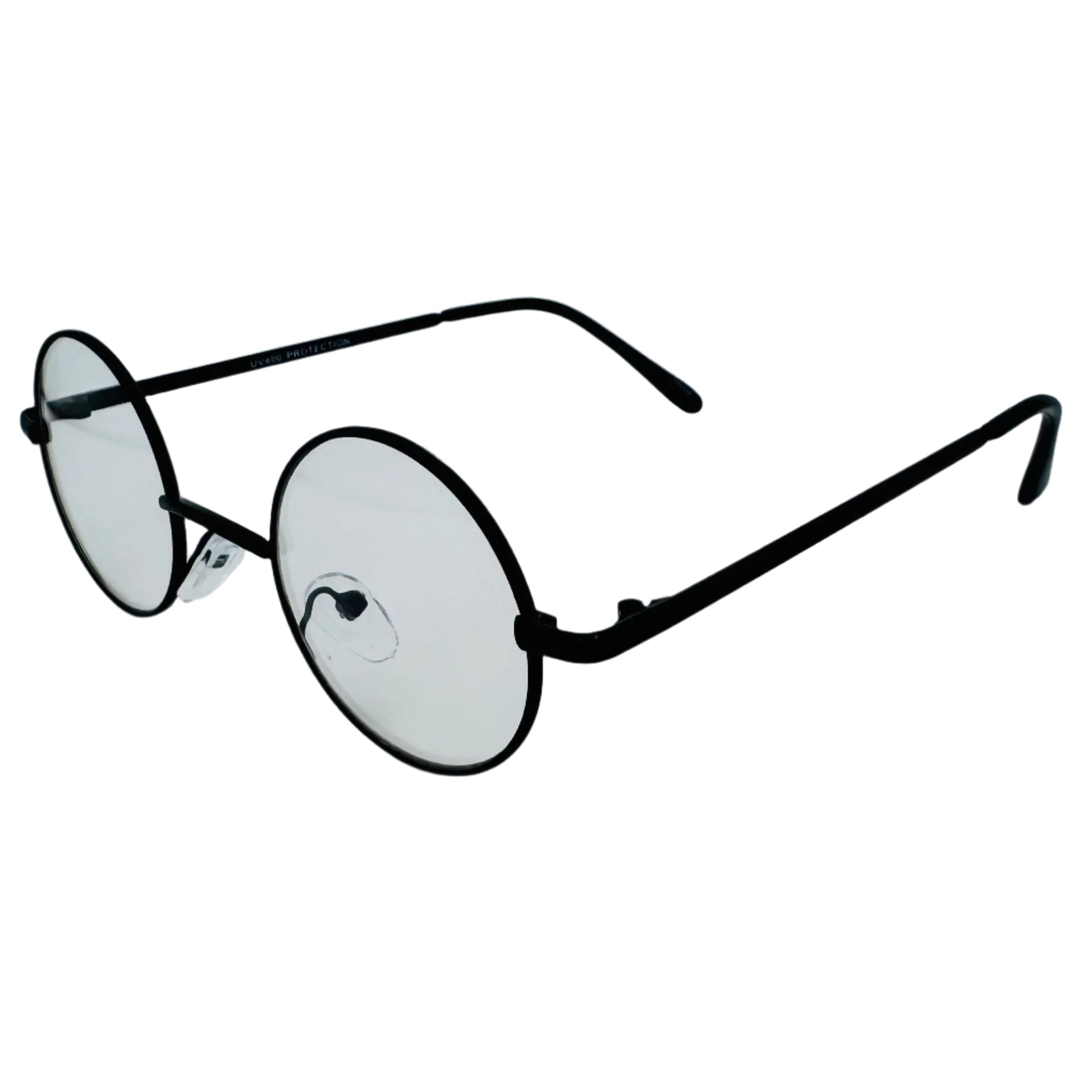 Black Clear Lens Non-Prescription Circle Glasses