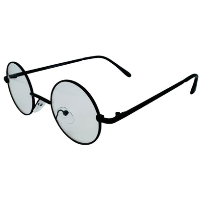 Black Clear Lens Non-Prescription Circle Glasses