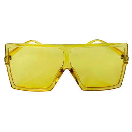 Yellow Large Square Sunglasses with Transparent Frame