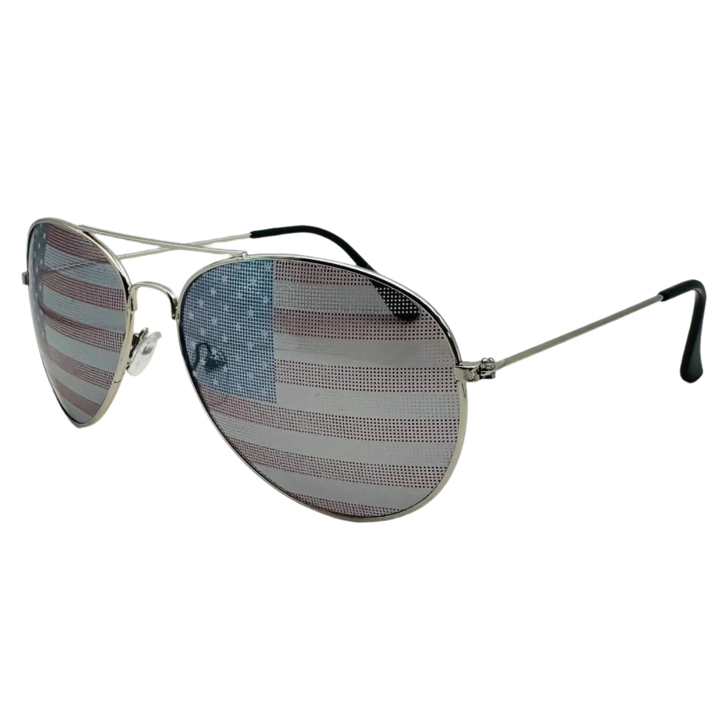 Silver USA Flag Aviator Sunglasses