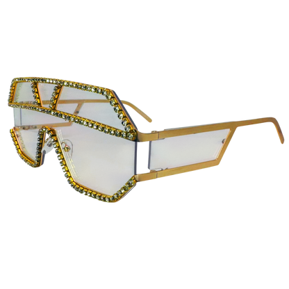 5000 | The Reign - Oversize Shield Sunglasses with Rhinestone Accents