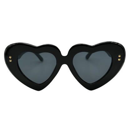 Black Thick Frame Novelty Heart Sunglasses