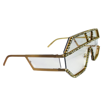 5000 | The Reign - Oversize Shield Sunglasses with Rhinestone Accents