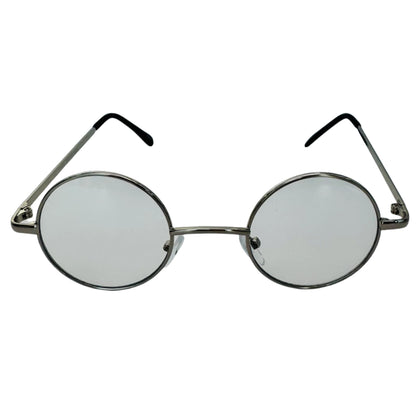 Silver Clear Lens Non-Prescription Circle Glasses
