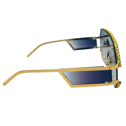 5000 | The Reign - Oversize Shield Sunglasses with Rhinestone Accents