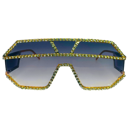 5000 | The Reign - Oversize Shield Sunglasses with Rhinestone Accents