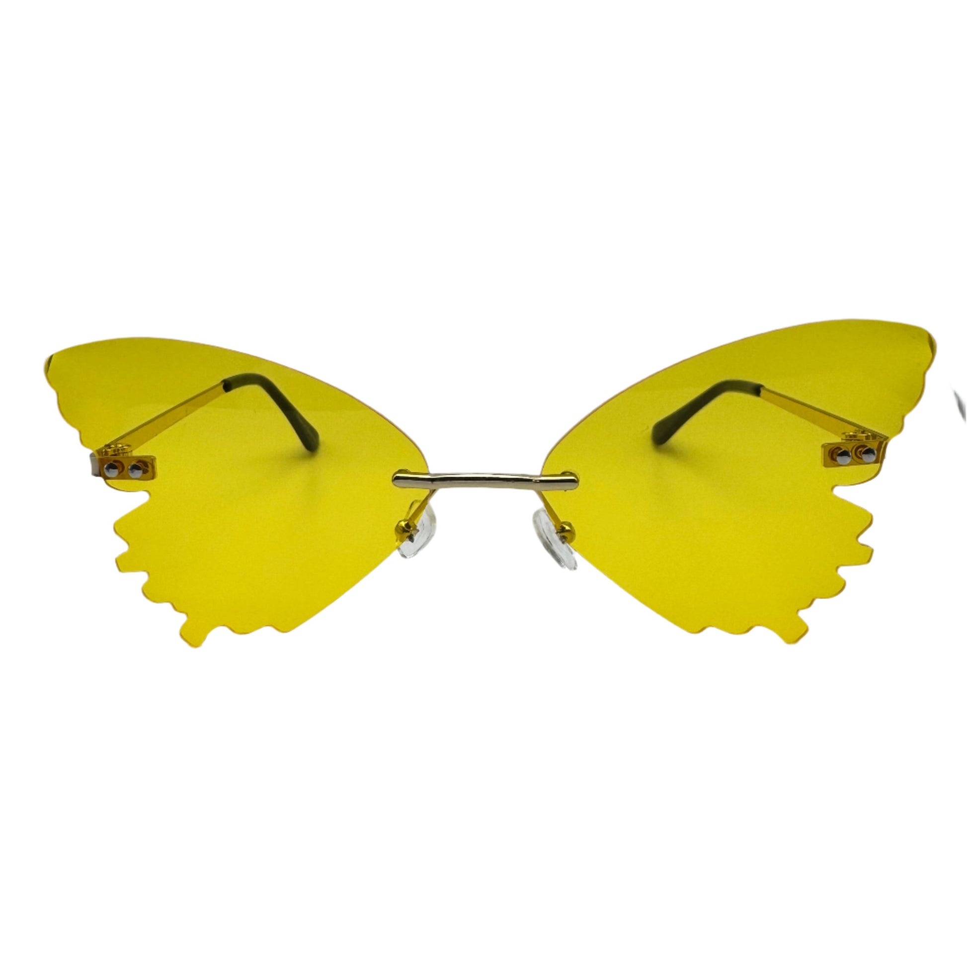 Yellow Butterfly Wing Rimless Sunglasses