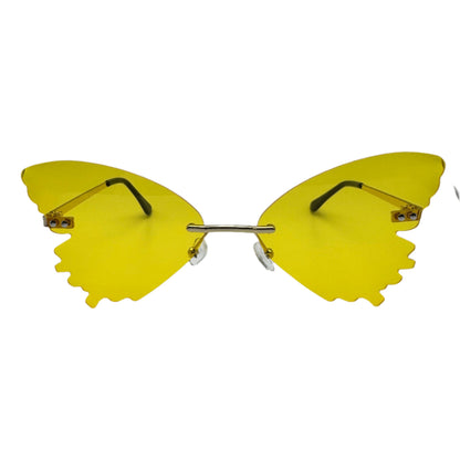 Yellow Butterfly Wing Rimless Sunglasses