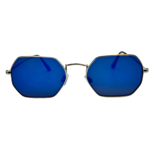 Blue Mirror Hexagon Sunglasses