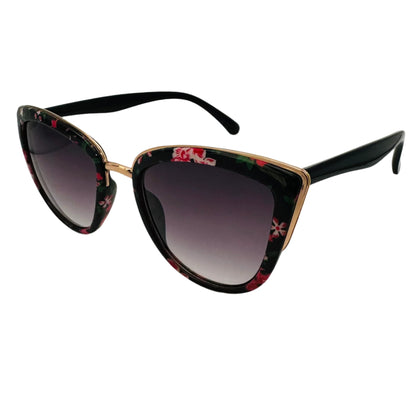 Pink & Black Floral Cateye Sunglasses