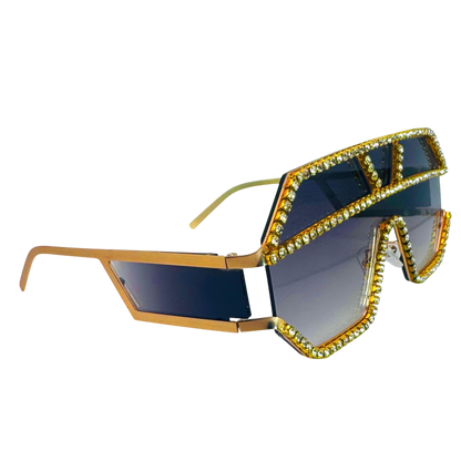 5000 | The Reign - Oversize Shield Sunglasses with Rhinestone Accents