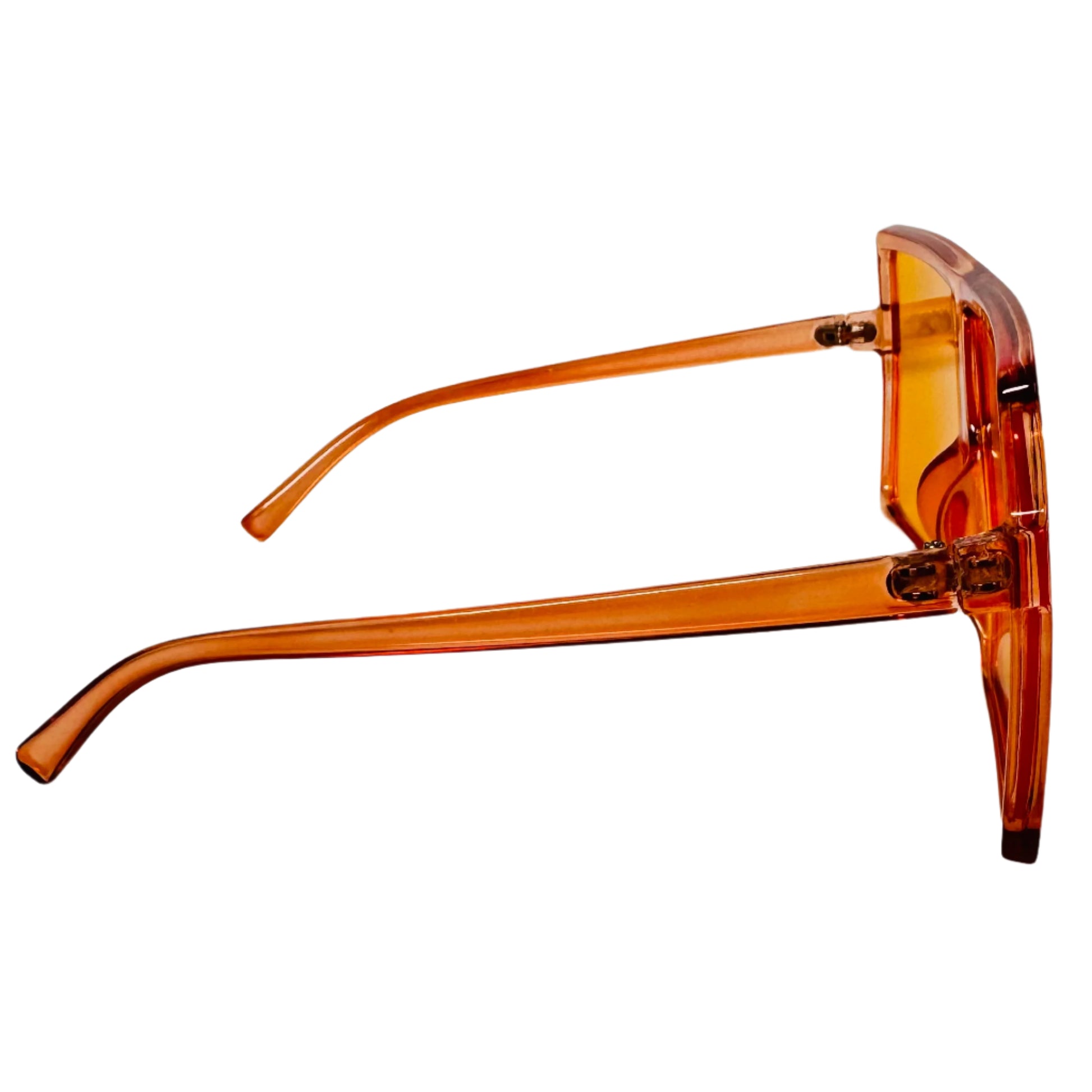 Orange Large Square Sunglasses with Transparent Frame