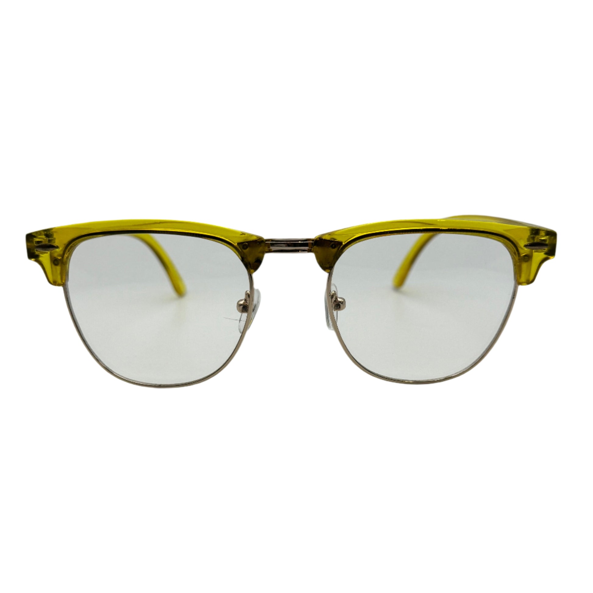 Yellow Browline Clear Lens Glasses